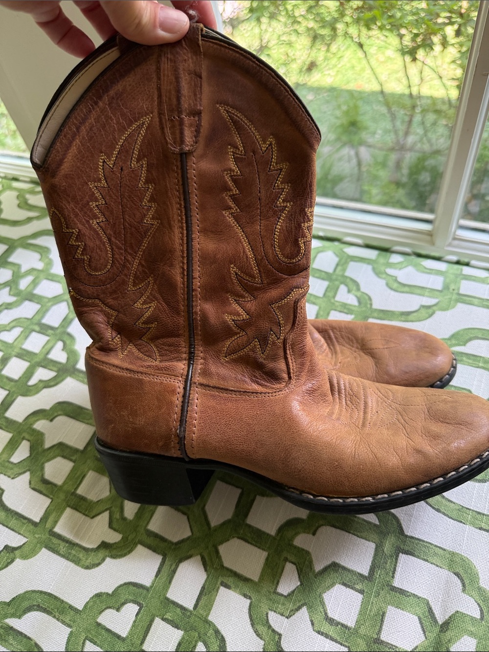 Old West Brown Leather Cowboy Boots